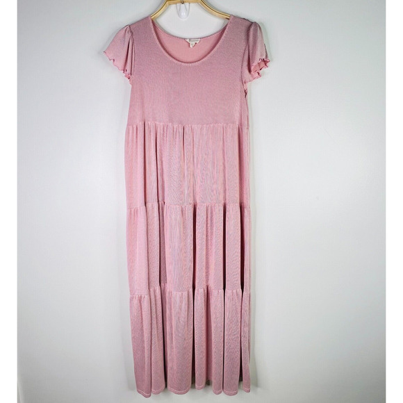 See You Monday Women's Size M Maxi Dress Striped Flutter‎ Sleeve - Picture 1 of 9